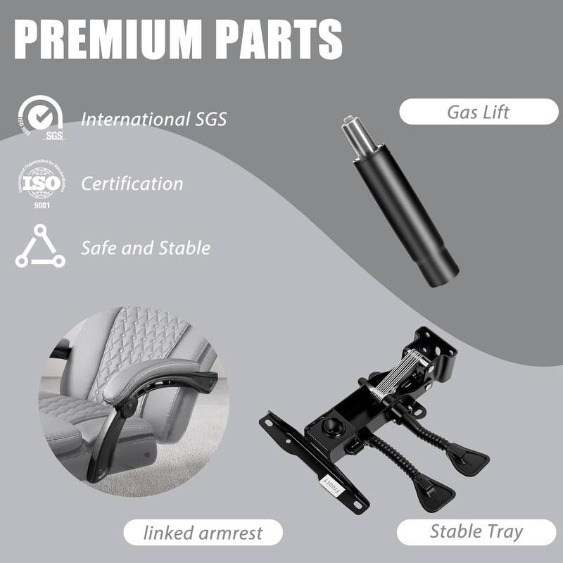 BOSSIN 400lbs Big & Tall Office Chair, Reclining Executive Chair with Footrest, Adjustable Headrest, PU Leather High Back,