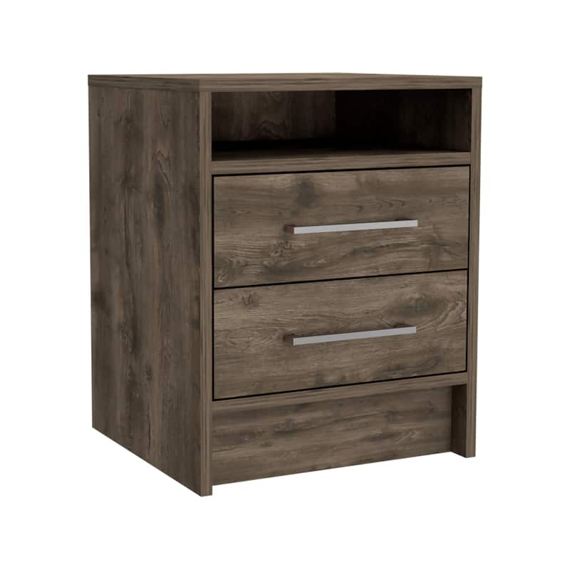 TUHOME Eter 2-Drawer Nightstand End Table with Metal Handles