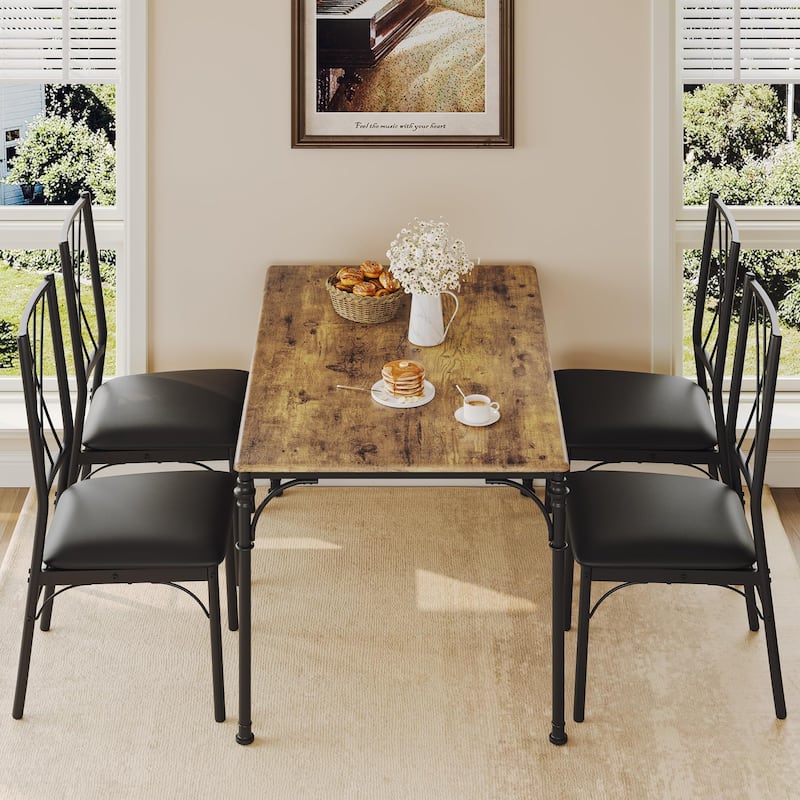 5-Piece Dining Table Set for 4, Modern Kitchen Table and Chairs, Compact Size for Apartment or Small Dining Room