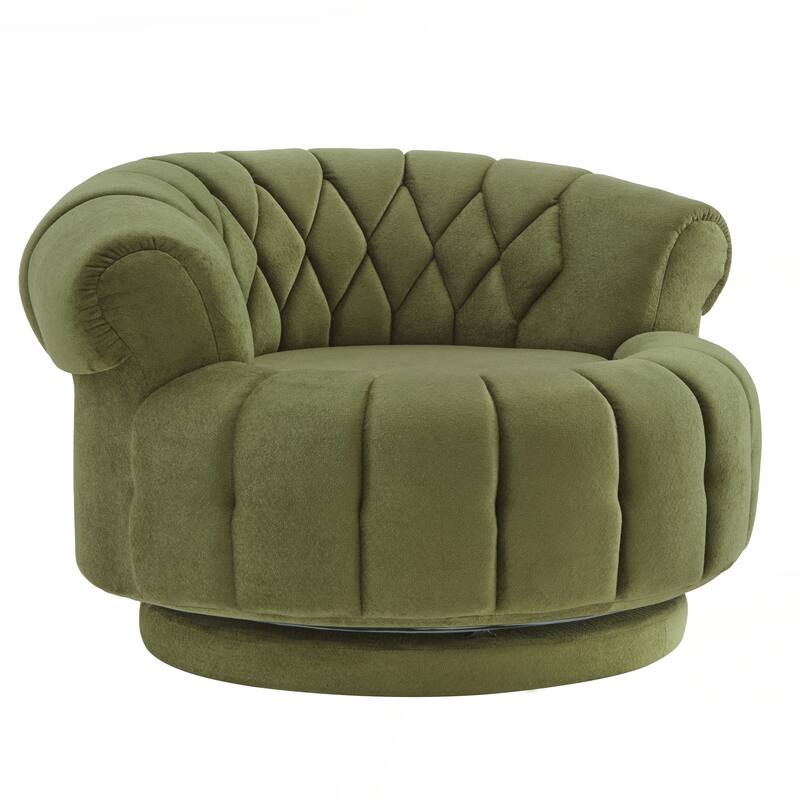 Accent Chair 360°Swivel Chair Sofa Barrel Swivel Chair Round Club Chair - Green