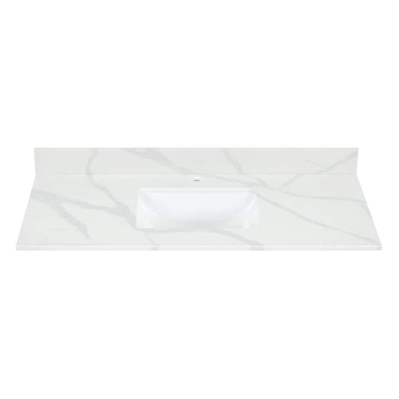 Altair Arbios Calacatta White Quartz Stone Vanity Top in Single Faucet Hole Without Vanity - 48 inches