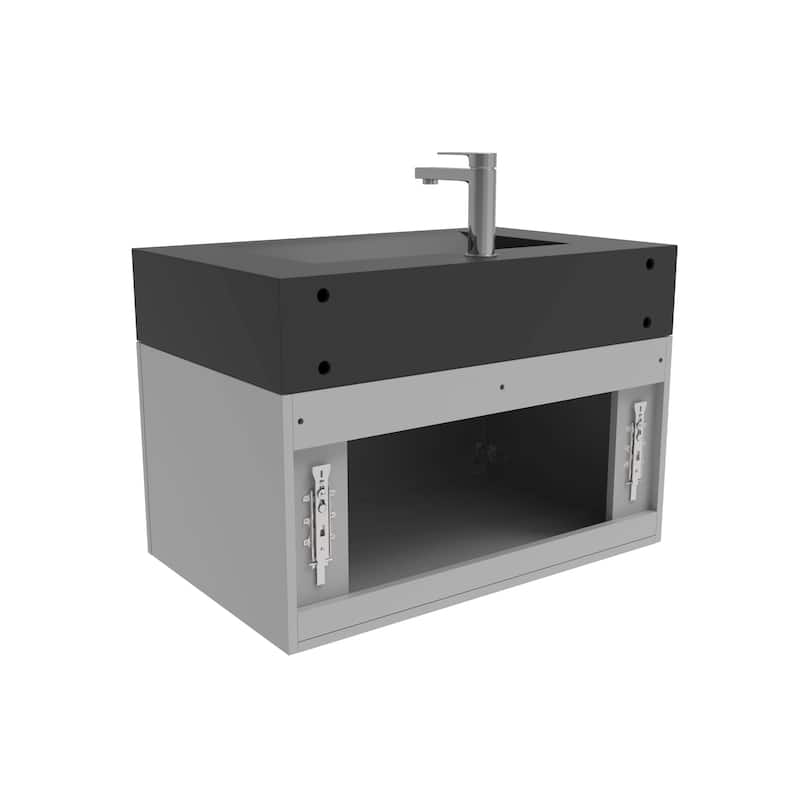 Nile 30-Inch Wall Mounted Bathroom Vanity Set w/ Black Top