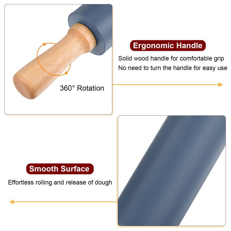 Silicone Rolling Pins for Baking 43cm x 5.2cm Drak Blue - Drak Blue