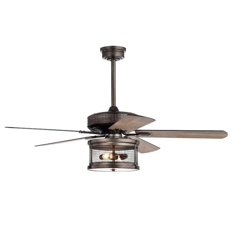 Cadence 52 Inch Oil Rubbed Bronze 2 Light, 5 Blades Lighted Ceiling Fan with Remote