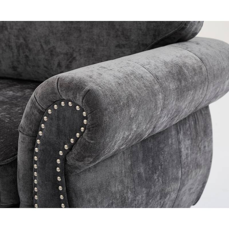 109.5" Chenille 6-Seater L-Shaped Sofa with Rolled Armrests