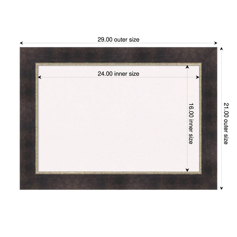 Odin Antique Bronze Wood Framed Cork Board - Bulletin Board, Organization Board, Pin Board - White - 29 x 21 in