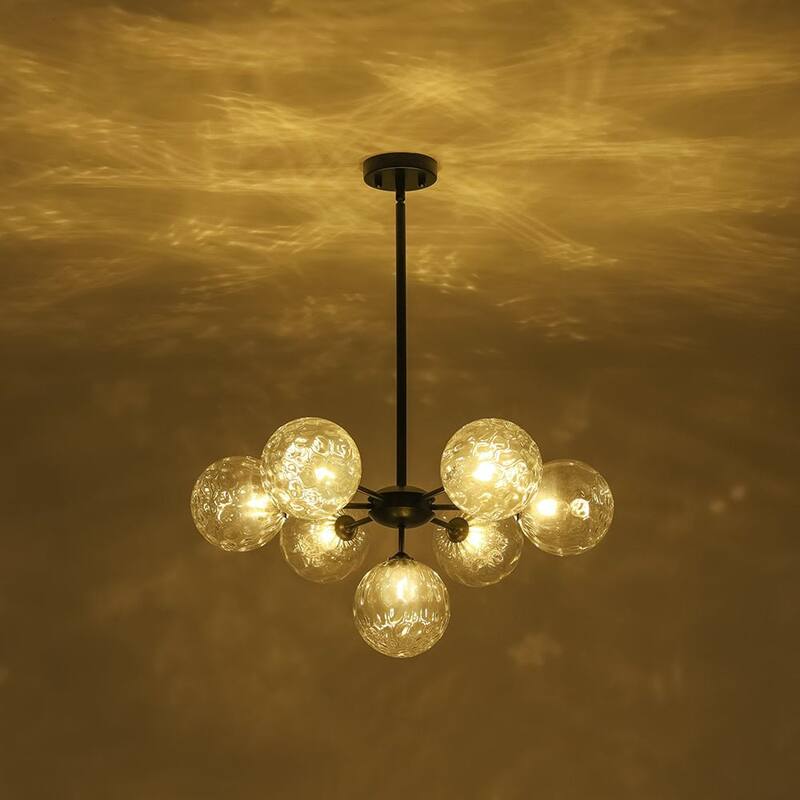 Contemporary Water Glass Bubble Round Tiered Chandelier 25.6 in