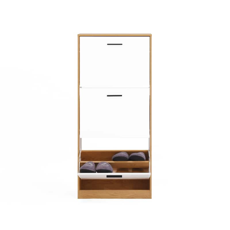 Freestanding Shoe Storage Cabinet with Panel Flip Drawers for Entryway