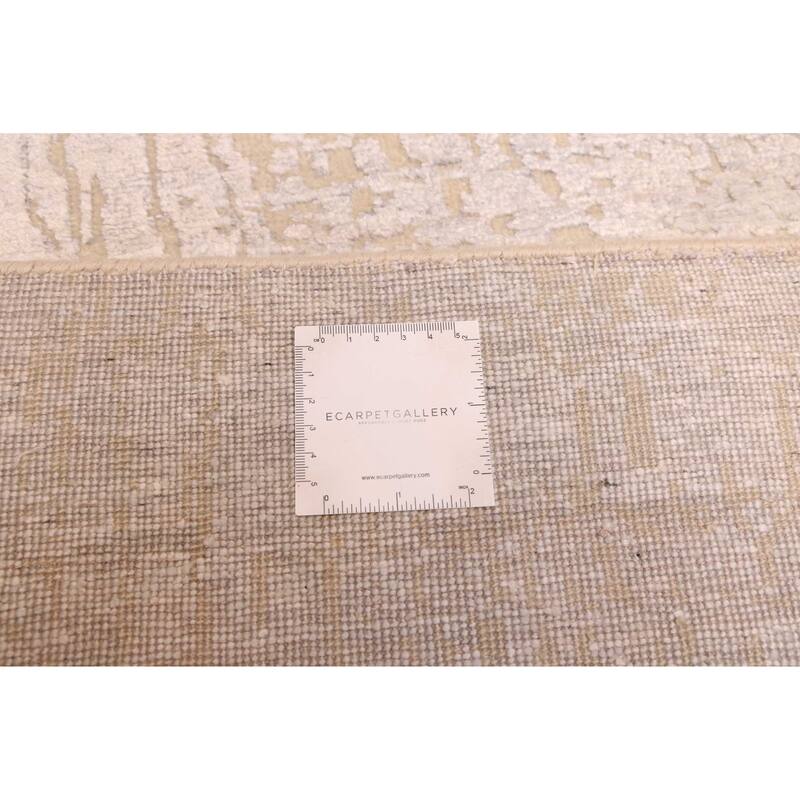 ECARPETGALLERY Hand-knotted Legacy Light Grey Silk, Wool Rug - 2'4 x 10'0
