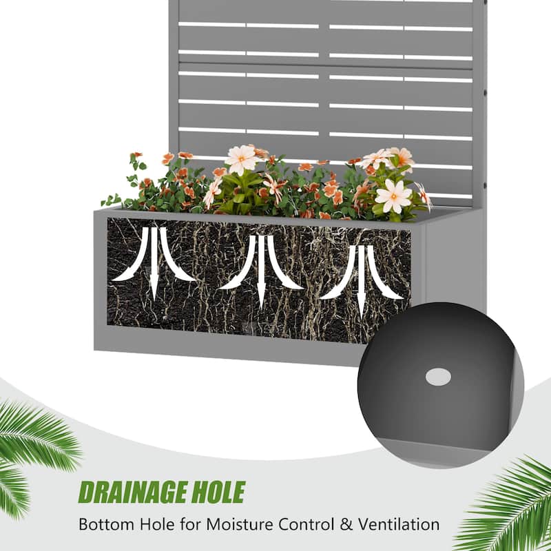 Metal Planter Box with Trellis Privacy Screen Planter Box Set of 2