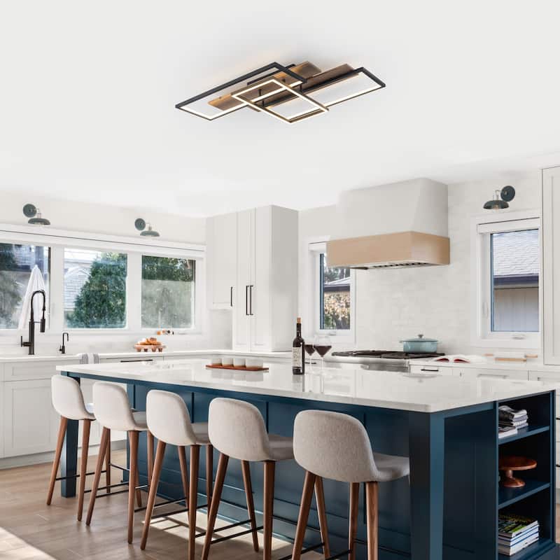 Rectangular Integrated LED Flush Mount Ceiling Light Dimmable - Dia.26.77-in