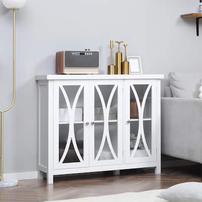 Buffet Cabinet with 3 Tempered Glass Doors