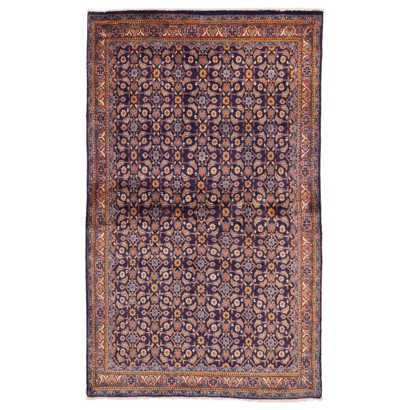 ECARPETGALLERY Hand-knotted Andelz Dark Navy Wool Rug - 4'2 x 7'3