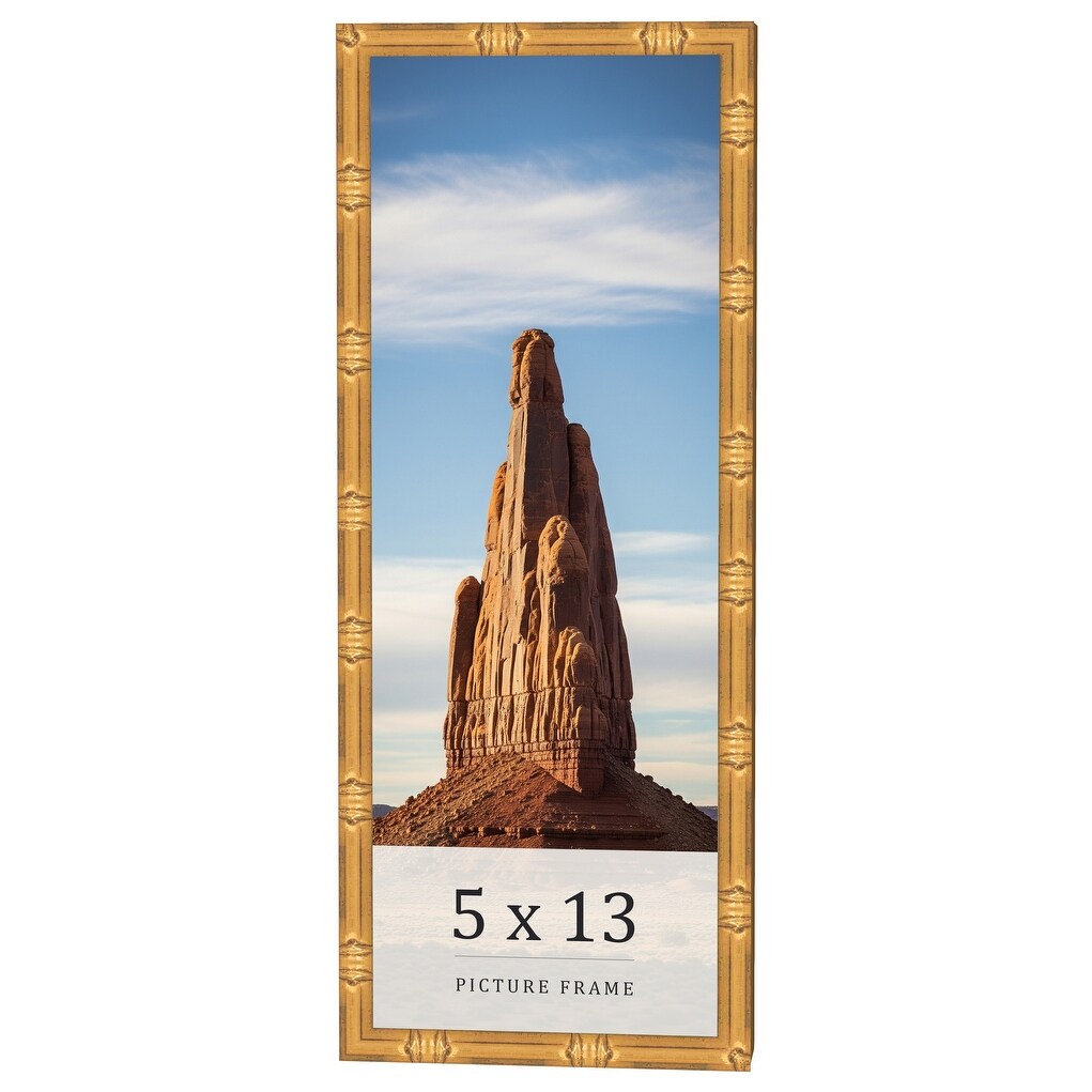 5x13 Frame Gold Bamboo Solid Wood Picture Frame | 1 Inch Moulding