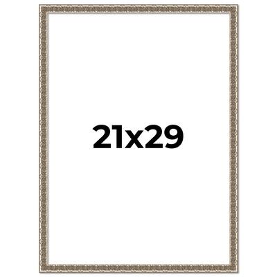 21x29 Frame Silver Versailles Ornate Solid Wood Picture Frame | 1 Inch
