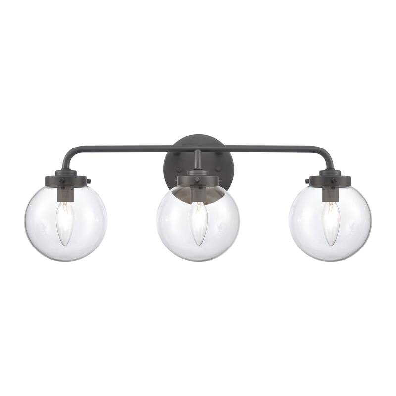 3-Light Vanity Light with Globe Glass Shade - 23.25" - Matte Black