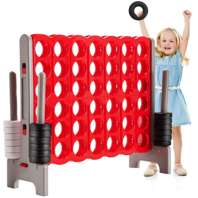 Red PE PP Jumbo 4-to-Score Giant Game Set Lightweight and Portable for Kids - 47.5” x 17” x 41” (L x W x H)