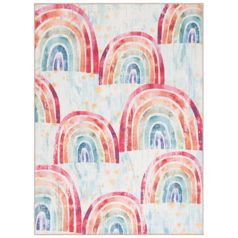SAFAVIEH Kids Playhouse Machine Washable Slip Resistant Estel Neighborhood Road Rug - 6'7" x 9' - Blue/Ivory - Rectangle