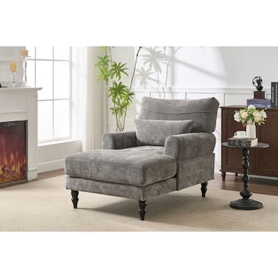 GDFStudio - Marcelline Chaise Lounge Recliner with Solid Wood Frame and Cushion