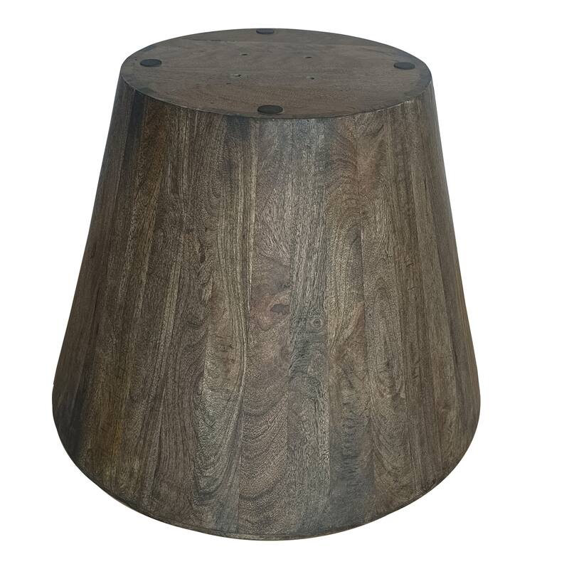 24 in. Distressed Gray Round Wood End Table, Sturdy Build End Side Table for Living Rooms