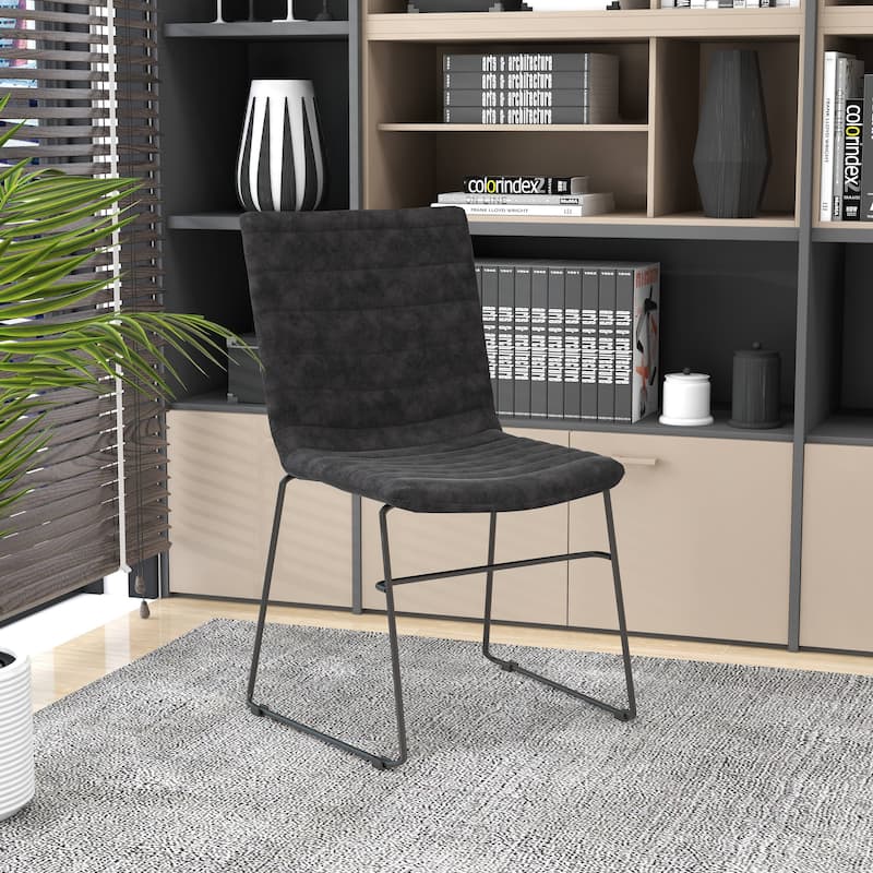 Zylar Modern Leather Guest Chair with Lumbar Support, Stainless Steel Base, High-Density Foam, Floor Protectors, 300 lb Capacity