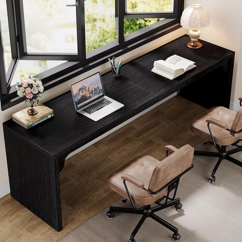 2 Person Desk for Home Office, Large Writing Desk for 2 People - Black
