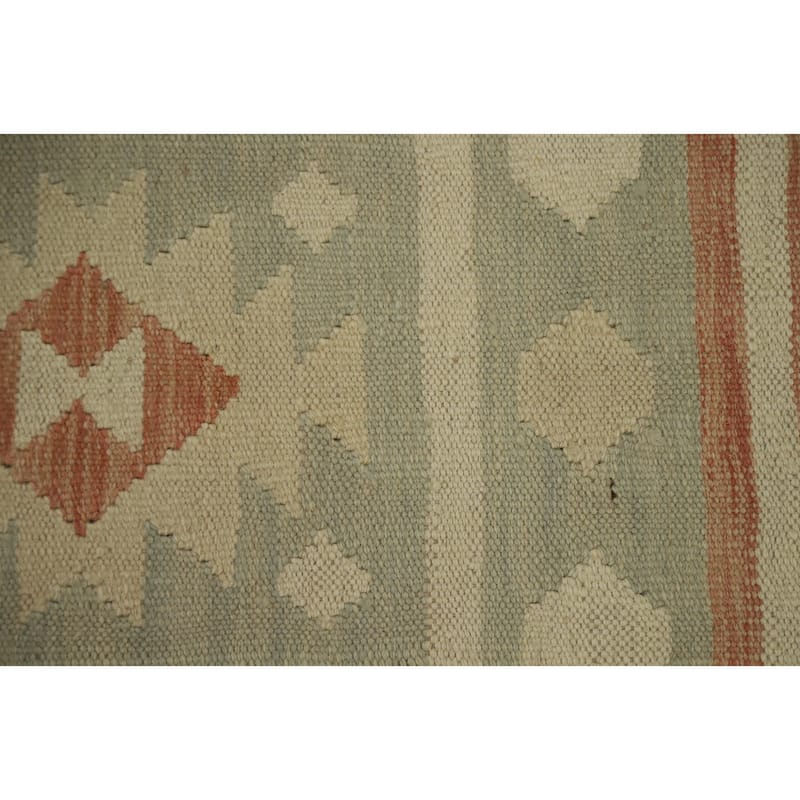 Hand Woven Oriental 100% Wool Carpet Southwestern Tribal Green Kilim Area Rug - 5' 3'' X 3' 0''