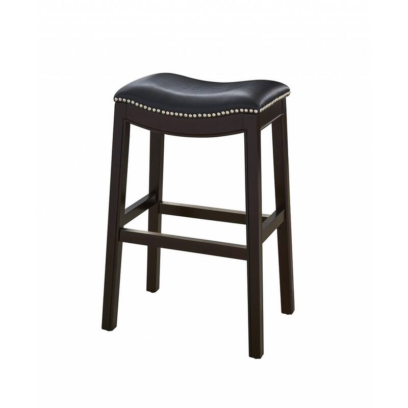 HomeRoots 31" Black and Espresso Solid Wood Backless Bar Height Bar Chair
