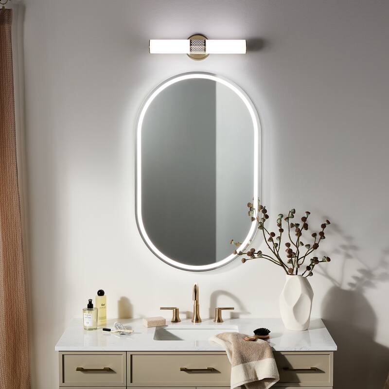 Kichler Lighting Sashi 18" Bath Bar Small LED with White Glass in Champagne Bronze