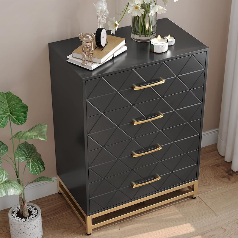 Chest of 4 Drawers Dresser with Metal Handle