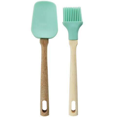 Silicone Mini Spoonula and Brush Utensil Set - Two Pieces