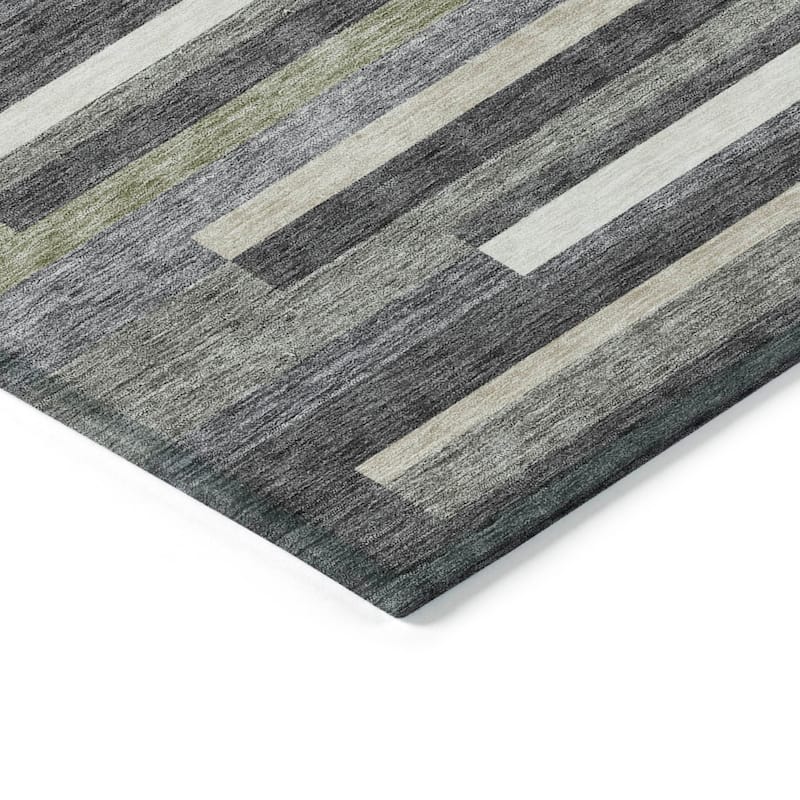 Machine Washable Indoor/ Outdoor Chantille Contempory Stripe Rug