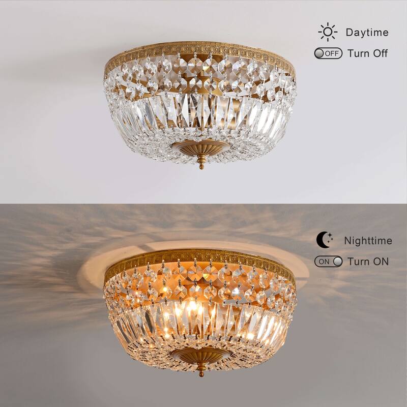 Silver Orchid Taylor 3-light Crystal Basket Flush Mount Chandelier
