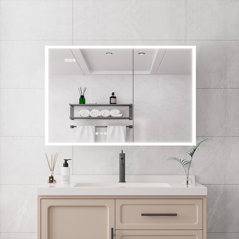 LED Medicine Cabinet with Mirror,Lighted Medicine Cabinet with Defogger, Dimmer,Surface Mount - 36"X24"