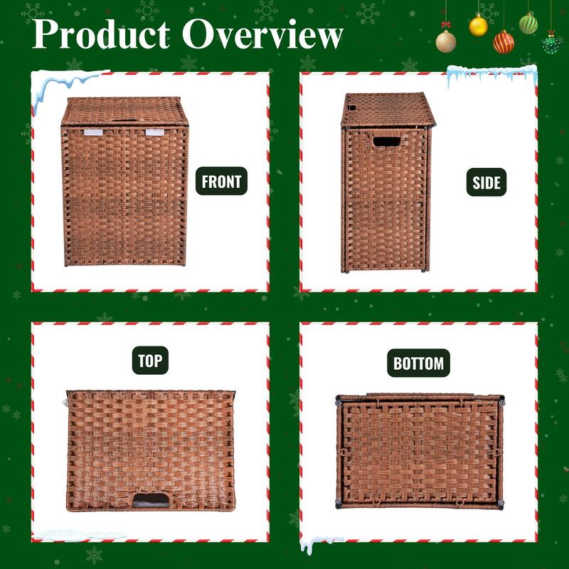 Laundry Hamper with Lid, 100L Wicker Laundry Baskets with 2 Removable Liner Bags - 18"Lx13.5"W x24"H