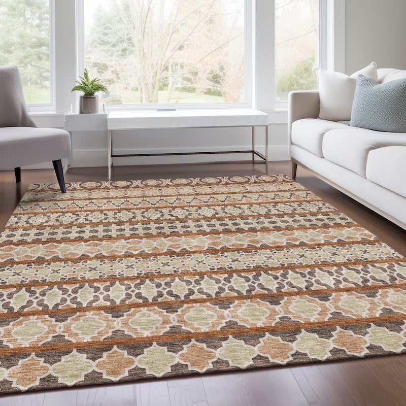 Machine Washable Indoor/ Outdoor Chantille Boho Stripe Rug