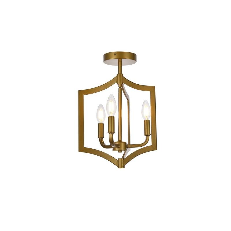 Kara 3 Light Flush Mount - 12 Inch - Brass