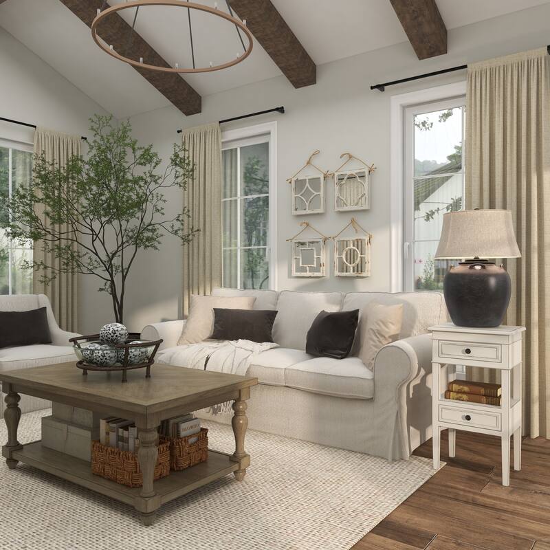 Contemporary Wood 2 Drawers and 1 Shelf Accent Table - Light Brown, White, Brown