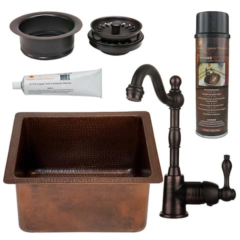 Premier Copper Products Bar Sink, Faucet and Garbage Disposal Drain Package
