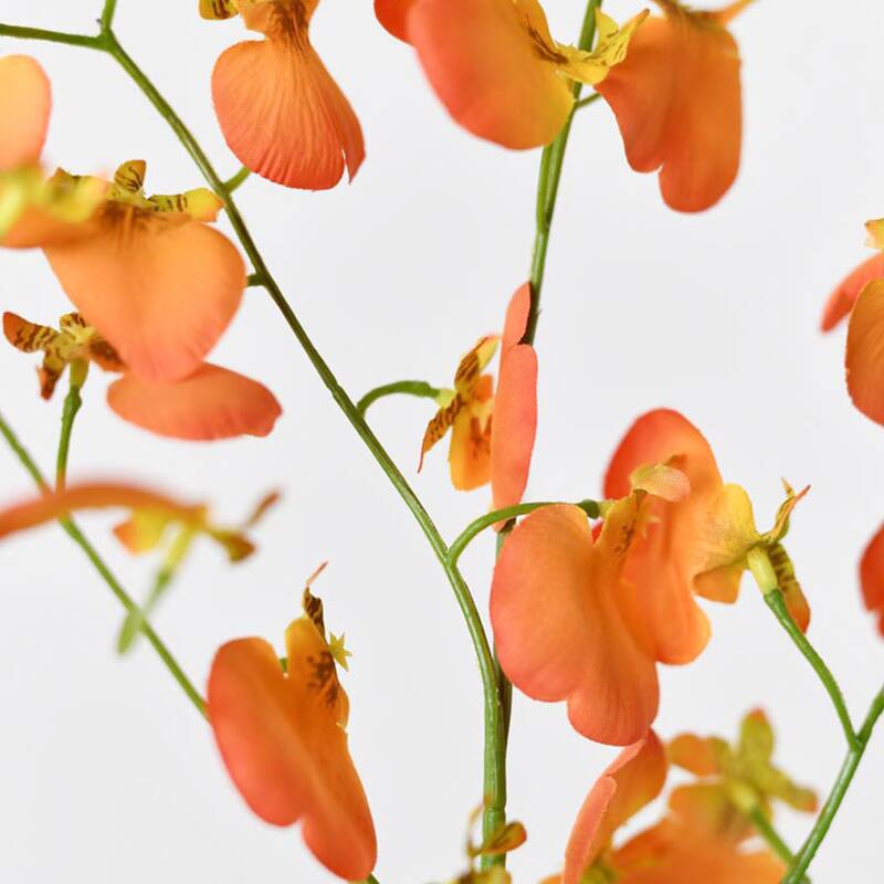 Orange-yellow Silk Decorative Artificial Dancing Lady Orchid(Pack of 1 Branch)