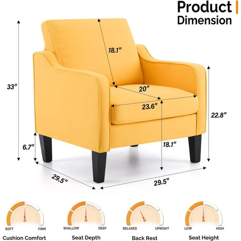 VINGLI Mid Century Modern Fabric Accent Chair