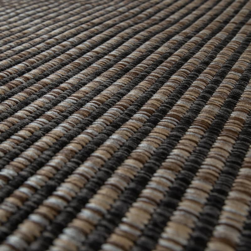 Anthracite Brown Outdoor Rug Rustic Style Bordered for Patio/Balcony