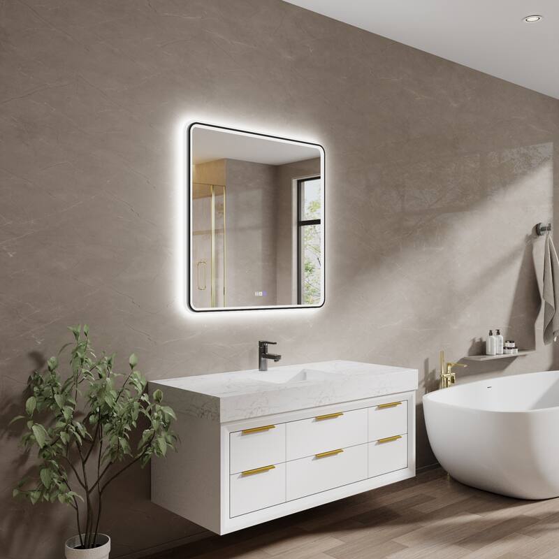 ExBrite Bathroom LED Mirror with Defog, Stepless Dimming
