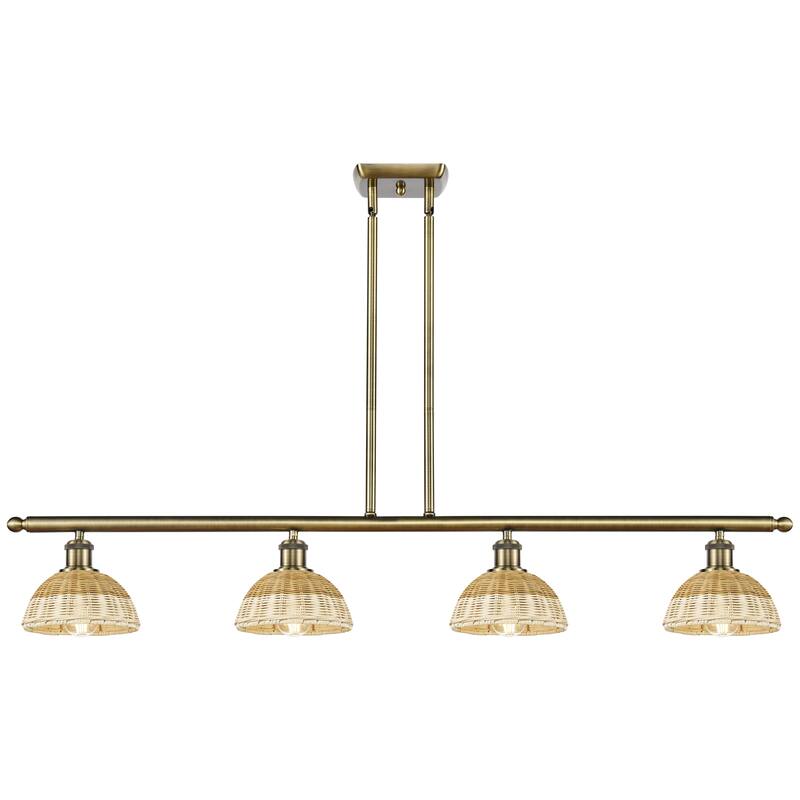 Innovations Lighting Endless Possibilities Ballston - Bristol Natural II - 4 Light 48" Stem Hung Island Light with 8" Shades - Antique Brass