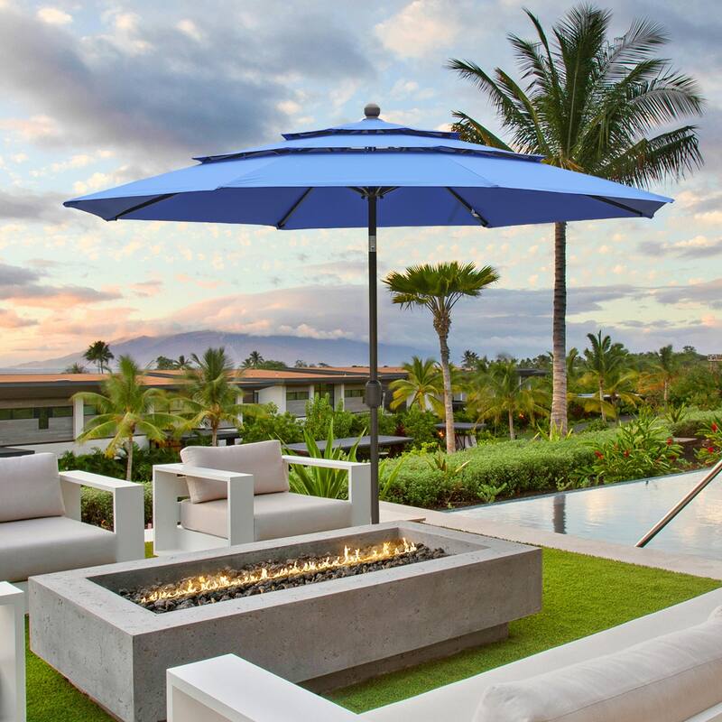 Aoodor Patio Umbrella 10 ft. for Dining Table Outdoor Market Yard Use 3 Tier Ventilation (Umbrella only)