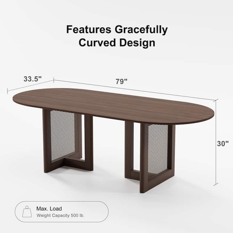 Wooakway Solid Wood 67'' Oval Dining Table for 6-8 People Nordic style