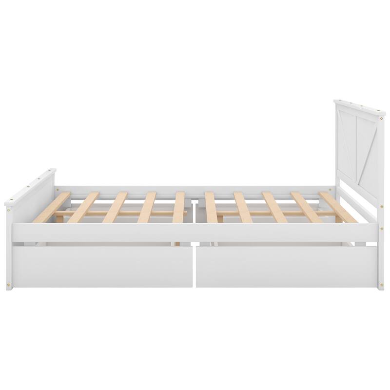 Queen Size Platform Bed with Ample Storage, Headboard, and Support Legs - Perfect for Bedding and Clothes