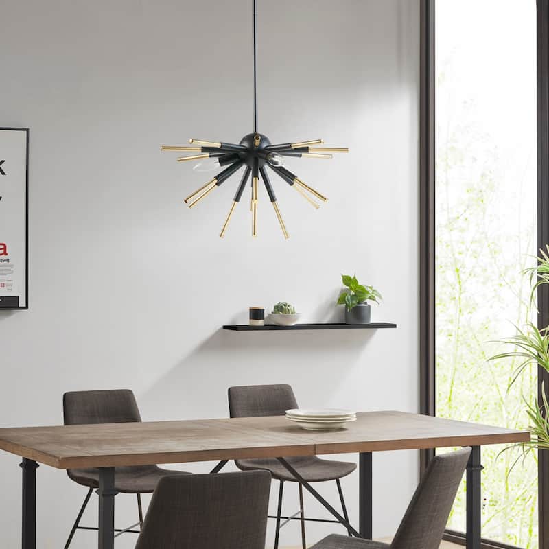 3-Light Spiked Chandelier for living room,bedroom,and dining room - Gold+Matte Black