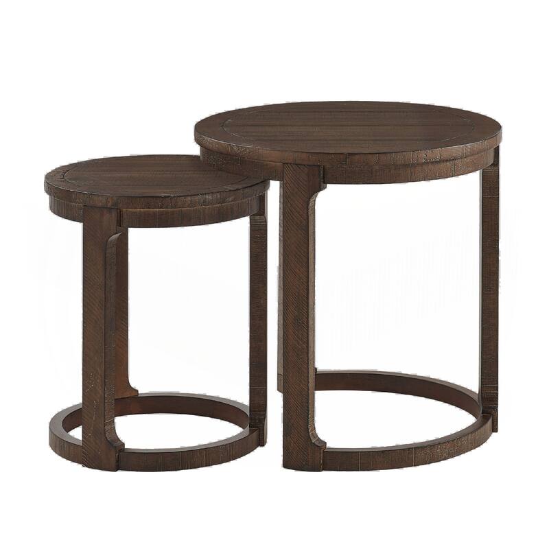 24 inch 2PCS Curved Traditional Round Circle Wooden Coffee Table Set