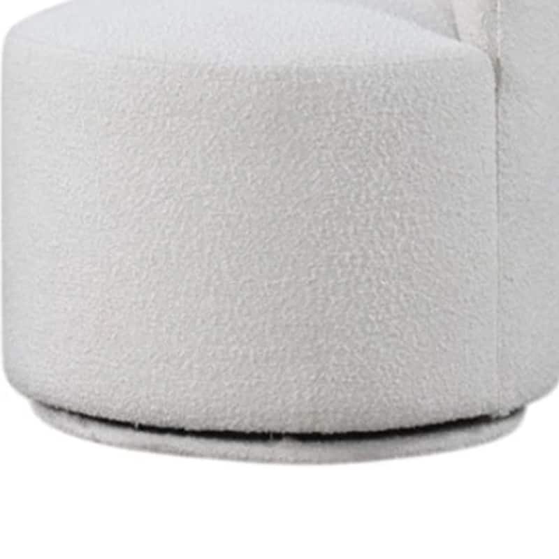 Ager Side Dining Swivel Chair, Curved Barrel Style, White Boucle Chenille